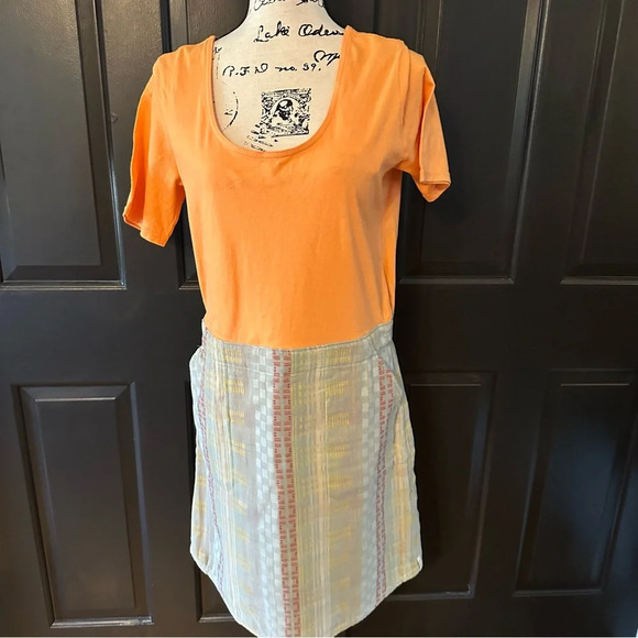 Woolrich women's Eco Rich Afterlight organic cotton short sleeve dress M(b4 - Picture 2 of 14